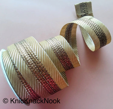Indian Lace Trim Stripes Embroidered Lace Trim 38mm Wide, Trimming, Decorative Ribbon